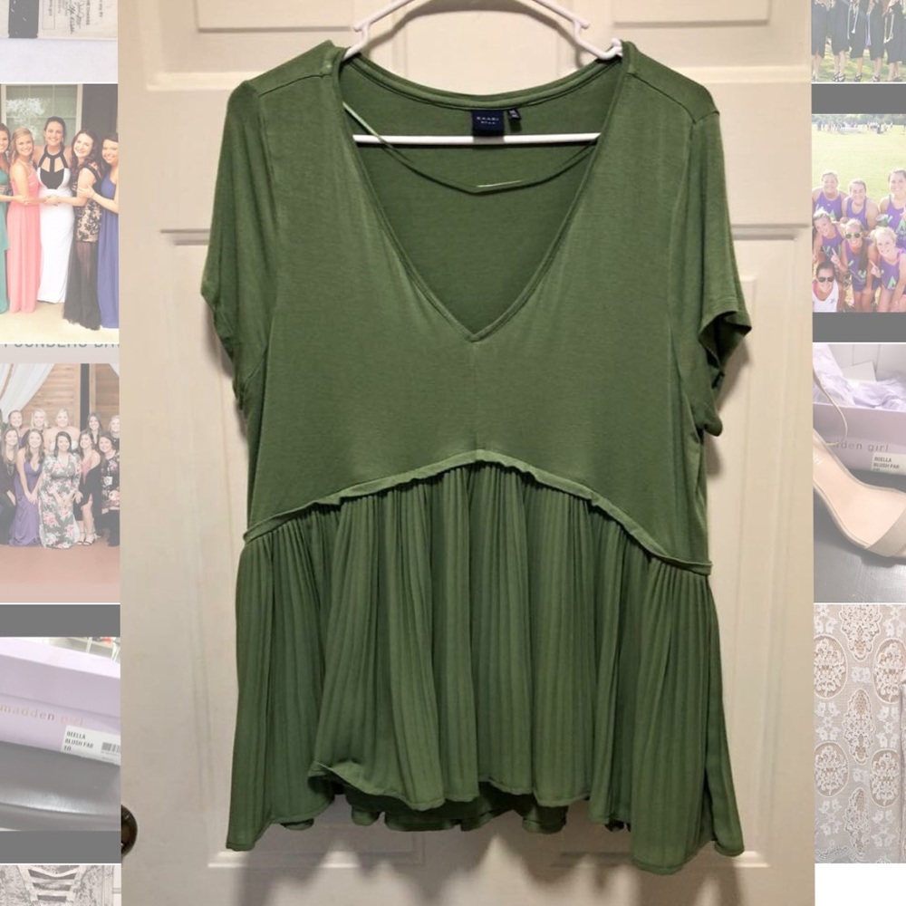 Kari Blue pleated peplum blouse